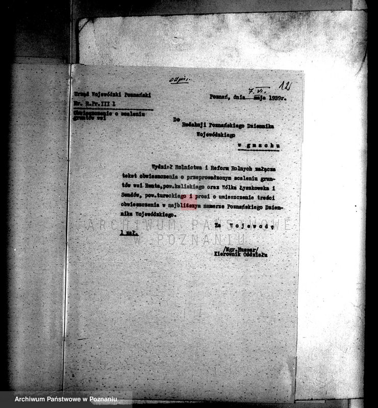 Obraz 16 z jednostki "Regulacja hipoteczna scalonych wsi Sendów powiatu tureckiego"