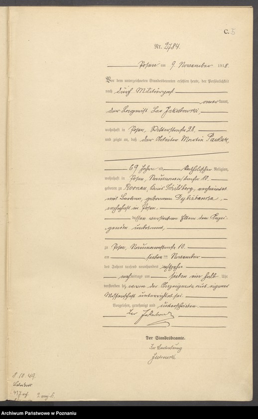 Obraz 7 z jednostki "Księga miejscowa zgonów tom VII [Rejestr główny zgonów]"