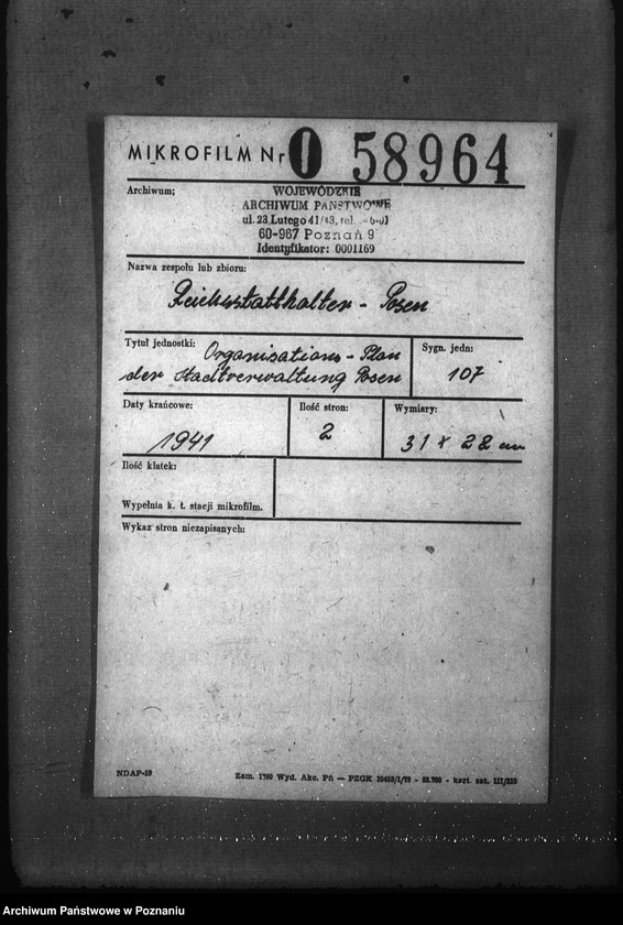 Obraz 2 z jednostki "Organisations - Plan der Stadtverwaltung Posen"