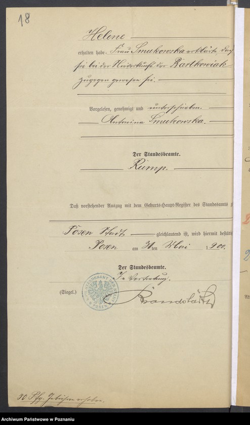 Obraz 20 z jednostki "Die von den Verlobten beigebrachten Urkunden zur Eheschliessung pro 1900"