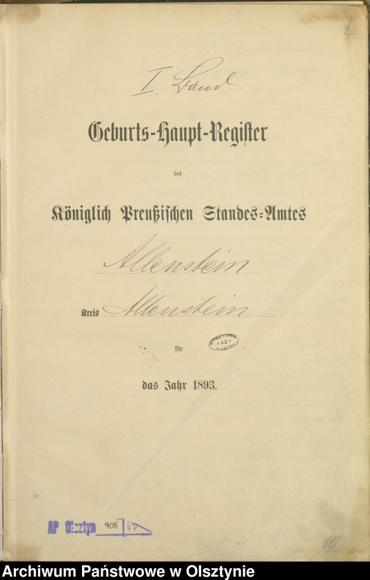 image.from.unit.number "Geburts-Haupt-Register Tom I,Nr 1 - 315"