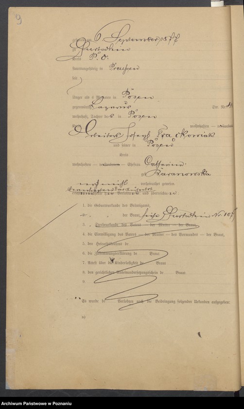 Obraz 11 z jednostki "Die von den Verlobten beigebrachten Urkunden zur Eheschliessung pro 1901. Vol XII"