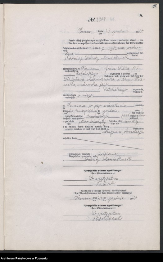 Obraz 17 z jednostki "Księga urodzeń odpis tom VIII [Rejestr poboczny urodzeń]"