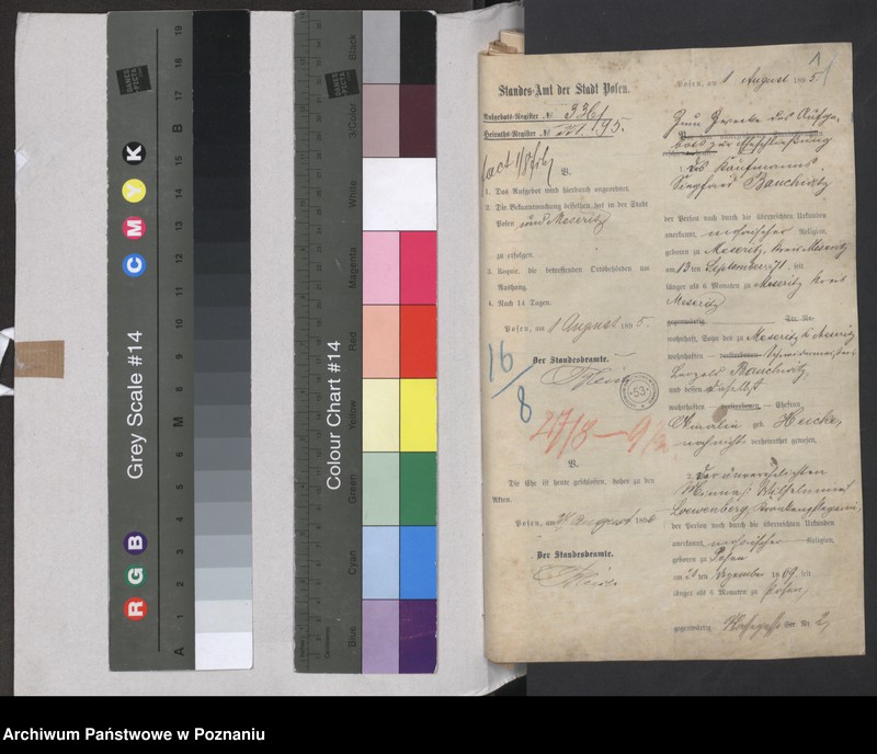 Obraz 3 z jednostki "Die von den Verlobten beigebrachten Urkunden zur Eheschliessung pro 1895"