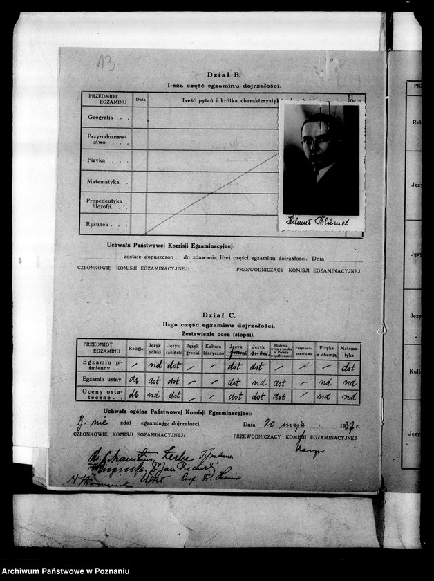 Obraz 16 z jednostki "[Gimnazjum Marii Magdaleny w Poznaniu protokoły z egzaminu dojrzałości eksternów]"