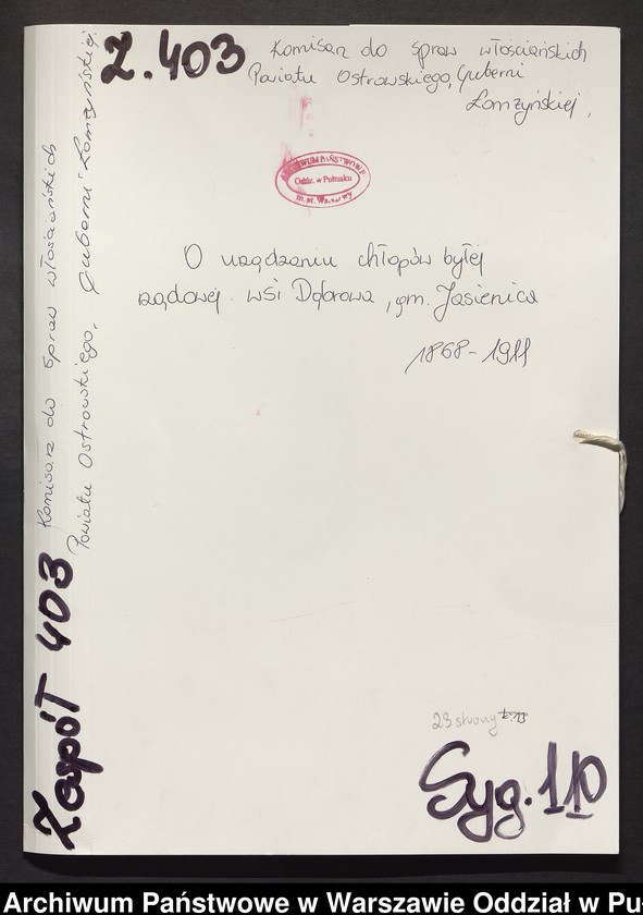 image.from.unit.number "O urządzaniu chłopów byłej rządowej wsi Dąbrowa, gm. Jasienica"