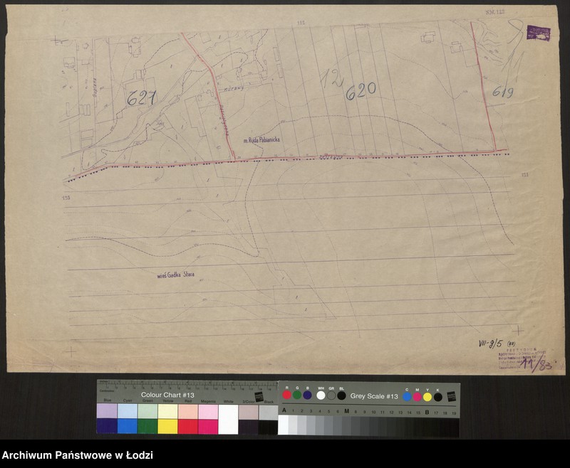 Obraz 1 z jednostki "Plan m. Łodzi 1:2000 z oznaczeniem podziału miasta na obwody Komitetów Blokowych. Sekcja SW 122"