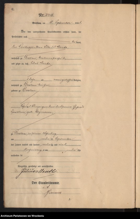 image.from.unit.number "Sterbe-Haupt-Register Breslau I 1891 Band 7"