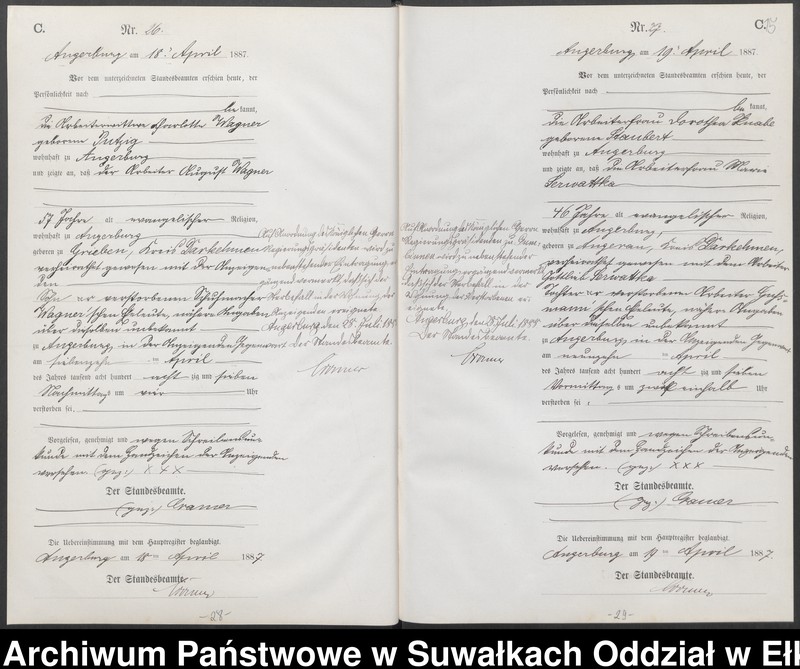 image.from.unit.number "Sterbe-Neben-Register des Preussischen Standes-Amtes der Stadt Angerburg Kreis Angerburg"