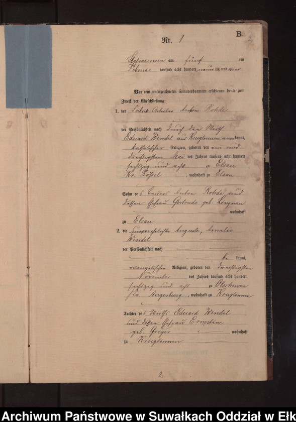 image.from.unit.number "Heiraths-Neben-Register des Preussischen Standes-Amtes Stasswinnen Kreis Lötzen"