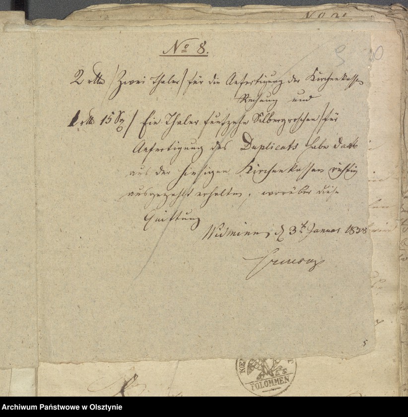 image.from.unit.number "Beläge zu der Widminnenschen Kirchen Kassen rechnung pro 1836/37"