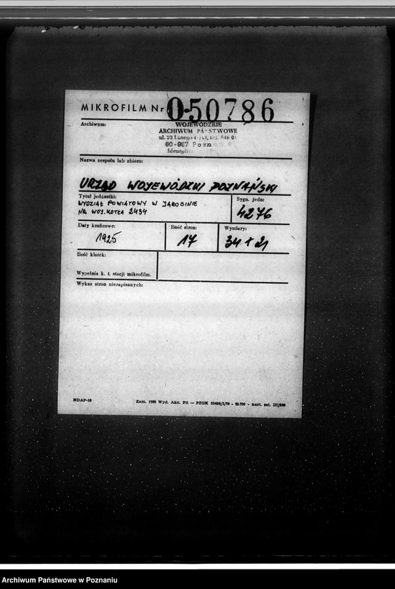 Obraz 2 z jednostki "Wydział Powiatowy w Jarocinie nr woj. kotła 2432"