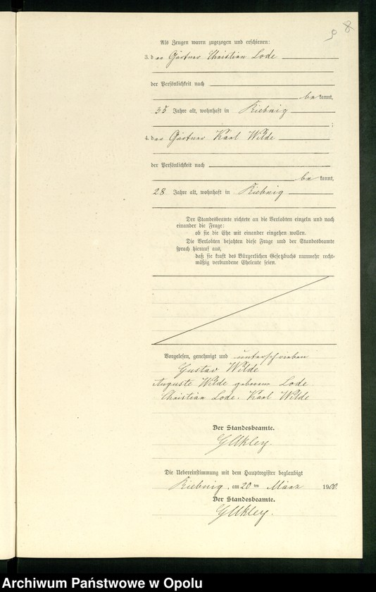 Obraz 12 z jednostki "Heiraths-Neben-Register Standes-Amt Riebnig 1900"