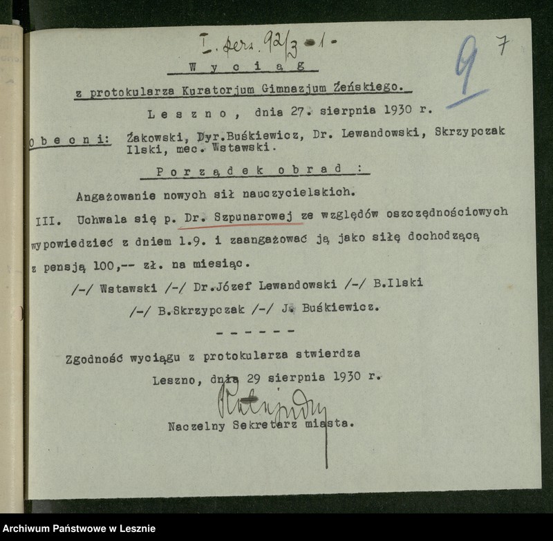 Obraz 9 z jednostki "[Szpunar Kazimiera - akta osobowe]"