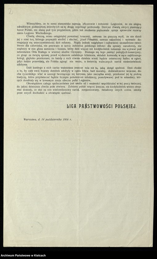Obraz z jednostki "Odezwy Ligi Państwowości Polskiej dotyczące odbudowy państwa polskiego"