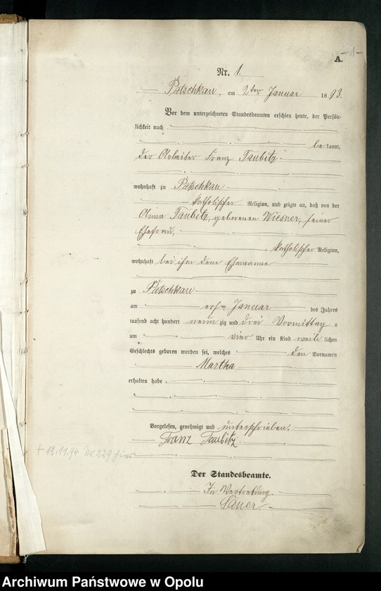 image.from.unit.number "Geburts-Haupt-Register des Standesamts Patschkau Stadt und Land pro 1893"