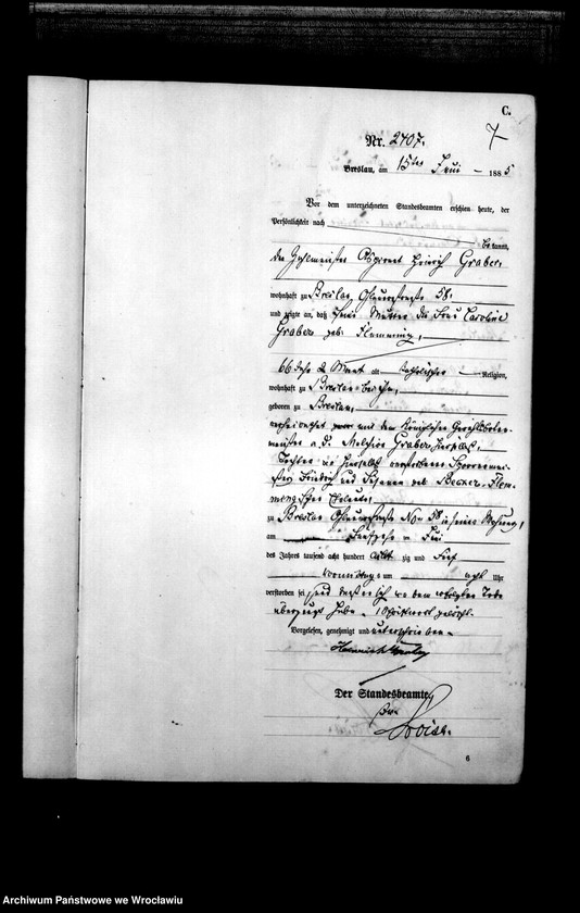 image.from.unit.number "Sterbe-Haupt-Register Breslau I 1885 Band 7"