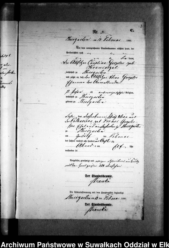 image.from.unit.number "Sterbe-Neben-Register des Preussischen Standes-Amtes Prinowen Kreis Angerburg"