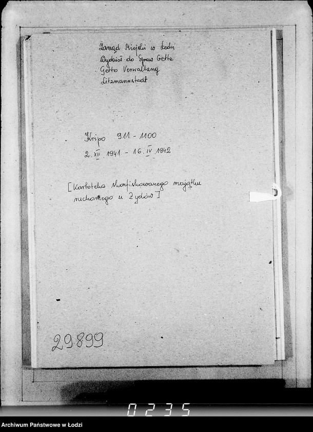 Obraz 4 z jednostki "Kripo 911-1100 [Kartoteka skonfiskowanego majątku ruchomego u Żydów]"