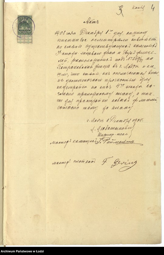 image.from.unit.number "Proekt˝ Abrama Joskoviča na nadstrojku 4-go êtaža na stěnah˝ kamen[nago] 3h˝ êt[ažnago] doma i 2h˝ takih˝-že fligelej pod˝ N 33/269 po Petrokovskoj ul[ice] v˝ g[orode] Lodzi"