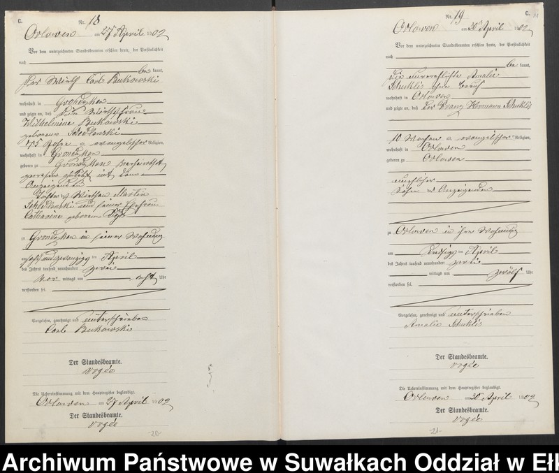 image.from.unit.number "Sterbe-Neben-Register des Preussischen Standes-Amtes Orlowen Kreis Lötzen"