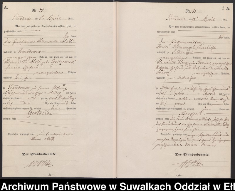 image.from.unit.number "Geburts-Haupt-Register des Königlich Preussischen Standes-Amtes Schaden Kreis Sensburg"