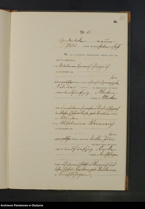 Obraz 13 z jednostki "Heiraths-Neben-Register Nr 1 - 16"
