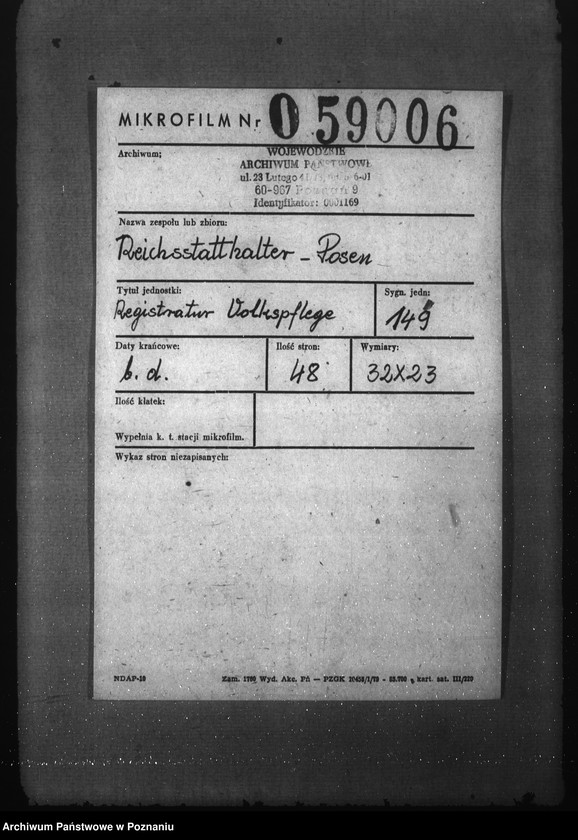 Obraz 2 z jednostki "Registratur Volkspflege"