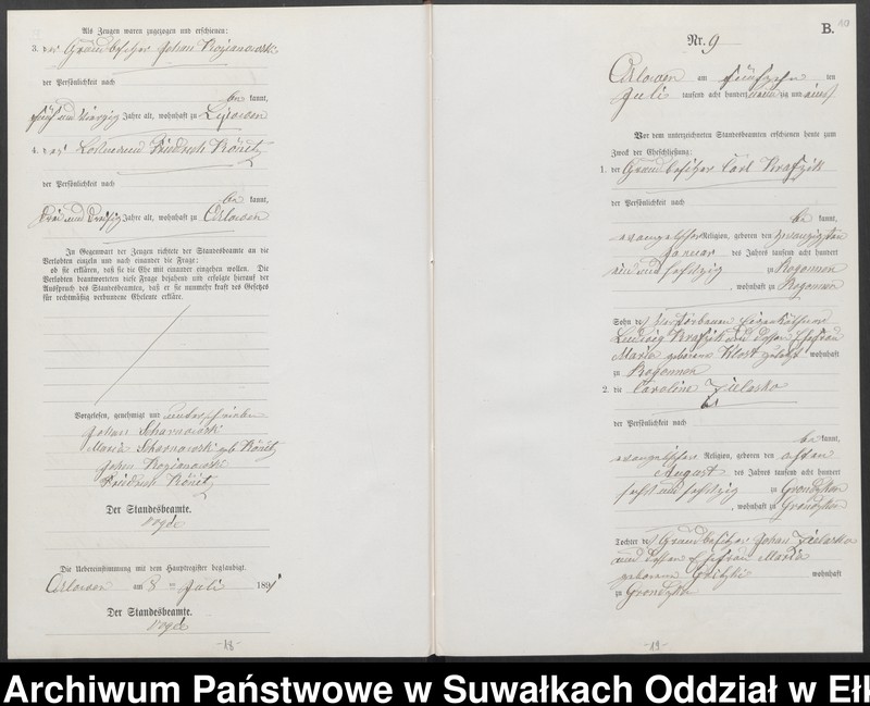image.from.unit.number "Heiraths-Neben-Register des Preussischen Standes-Amtes Orlowen Kreis Loetzen für das Jahr 1891"