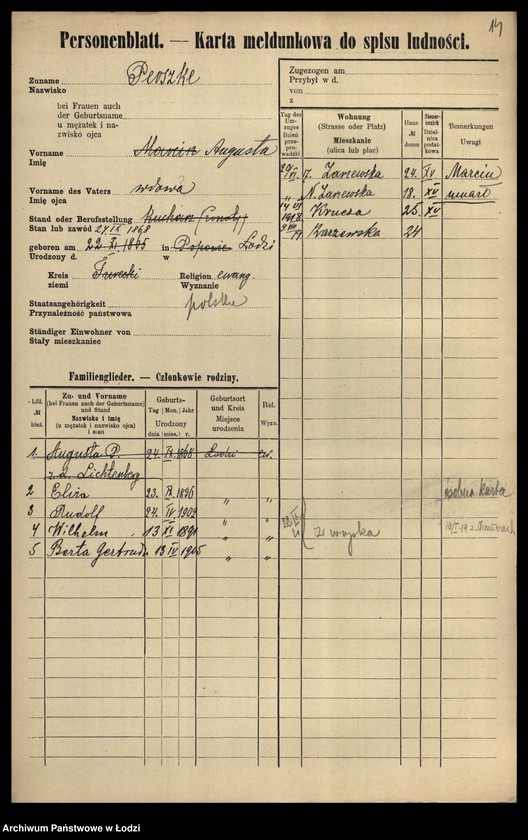 Obraz 16 z jednostki "[Spis ludności Łodzi] Persz-Petrykowski"