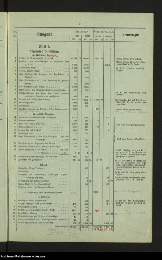Obraz 8 z jednostki "[Stadthaushalt von Lissa]"