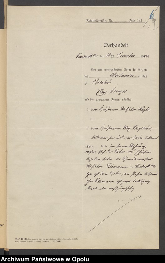 image.from.unit.number "Verfügung von Todes wegen des Schmiedemeisters Wilhelm Reimann in Neustadt"