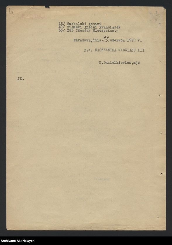 image.from.unit.number "Przydziały nowomianowanych posterunkowych Policji Państwowej w województwie poznańskim. Dekrety mianowania, wykaz, korespondencja."
