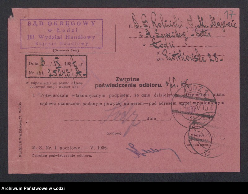 Obraz 19 z jednostki "Gerszek Berek Rolnicki, Icchok Mojsze Majeranc, Abram Lewenberg- przemysł jedwabno-włokienniczy"