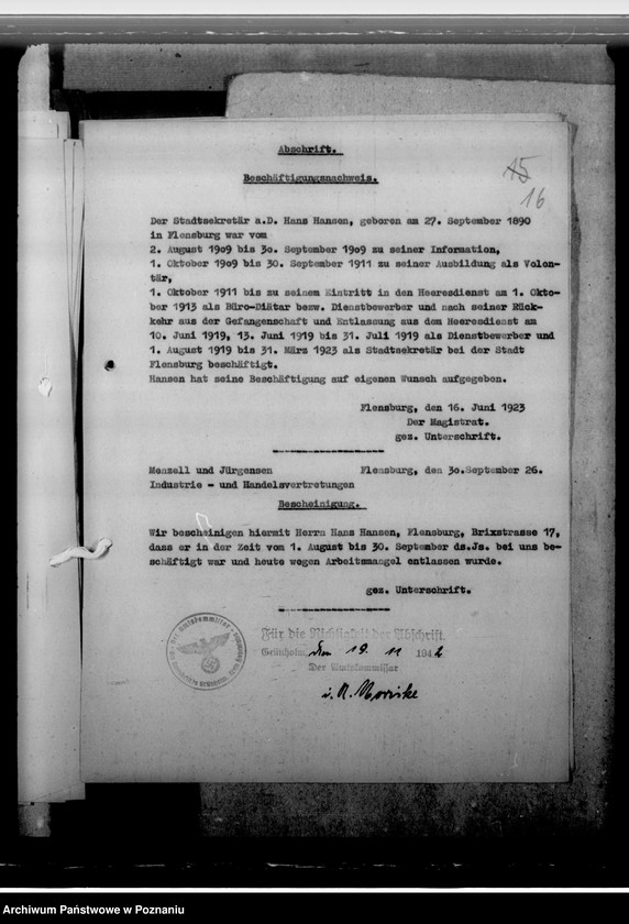 Obraz 20 z jednostki "Hansen, Hans- Martin - komisarz obwodowy"