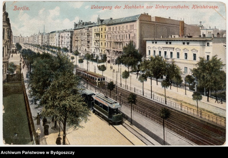 Obraz z jednostki "Berlin - Uebergang der Hochbahn zur Untergrundbahn, Kleiststrasse"