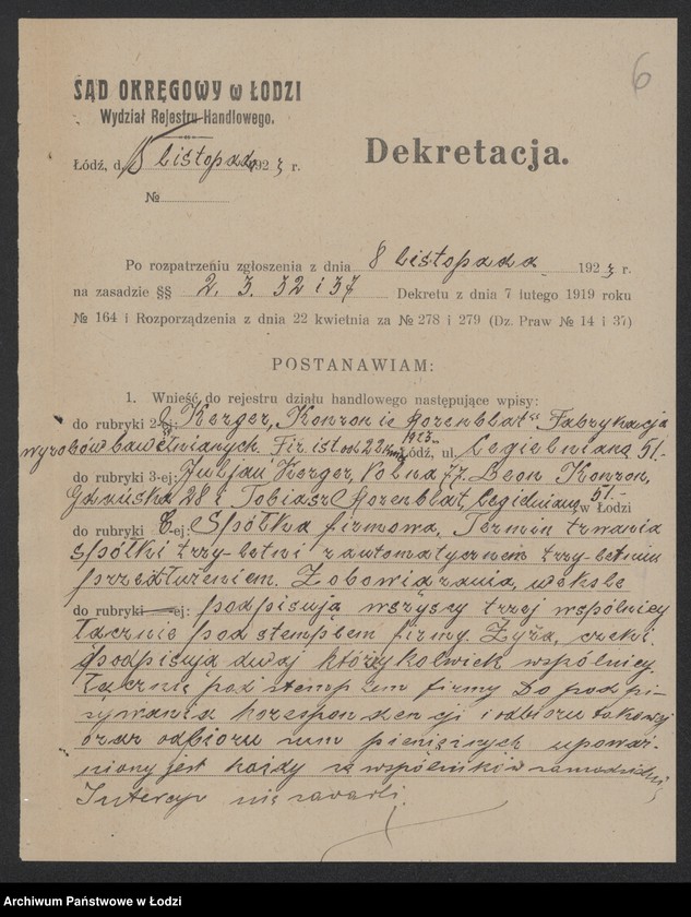 Obraz 8 z jednostki "Kerger, Konzon i Rozenblat- fabrykacja wyrobów bawełnianych"