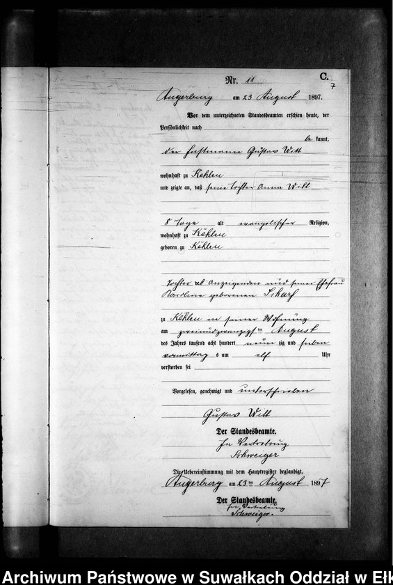 image.from.unit.number "Sterbe-Neben-Register des Preussischen Standes-Amtes Kehlen Kreis Angerburg"