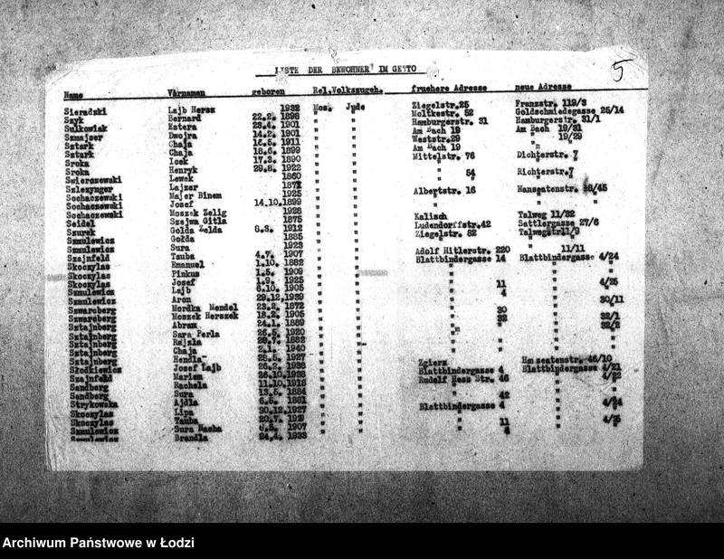 Obraz 8 z jednostki "[Alfabetyczny spis mieszkańców getta. Litera S]"