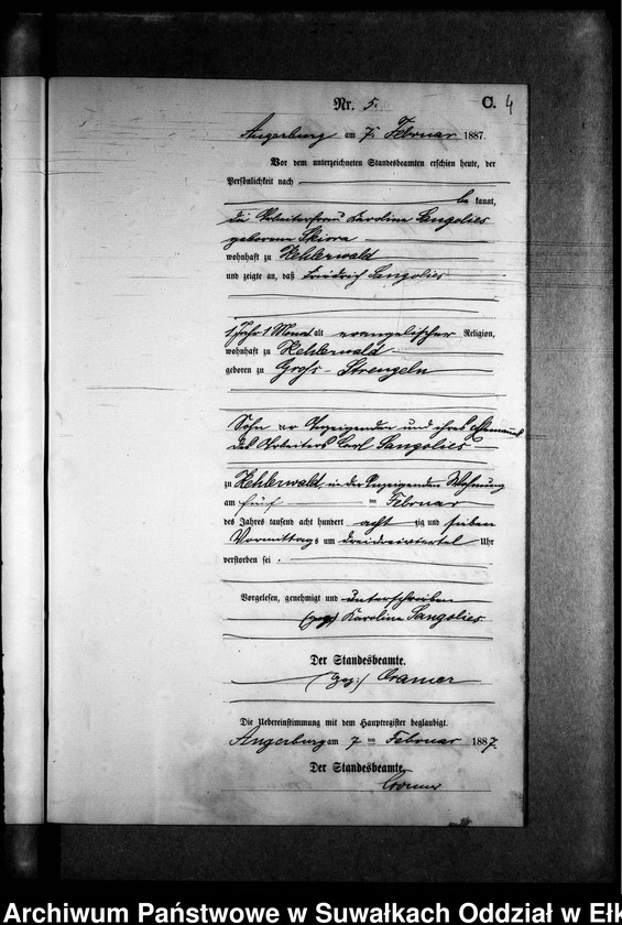 image.from.unit.number "Sterbe-Neben-Register des Preussischen Standes-Amtes Kehlen Kreis Angerburg"