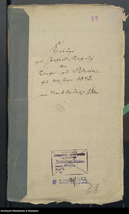 image.from.unit.number "Beläge zur Jahres Rechnung der Kirche zu Rhein für das Jahr 1845"