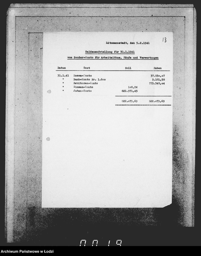 Obraz 17 z jednostki "Auszüge Aufstellungen für das Sonder-Konto"