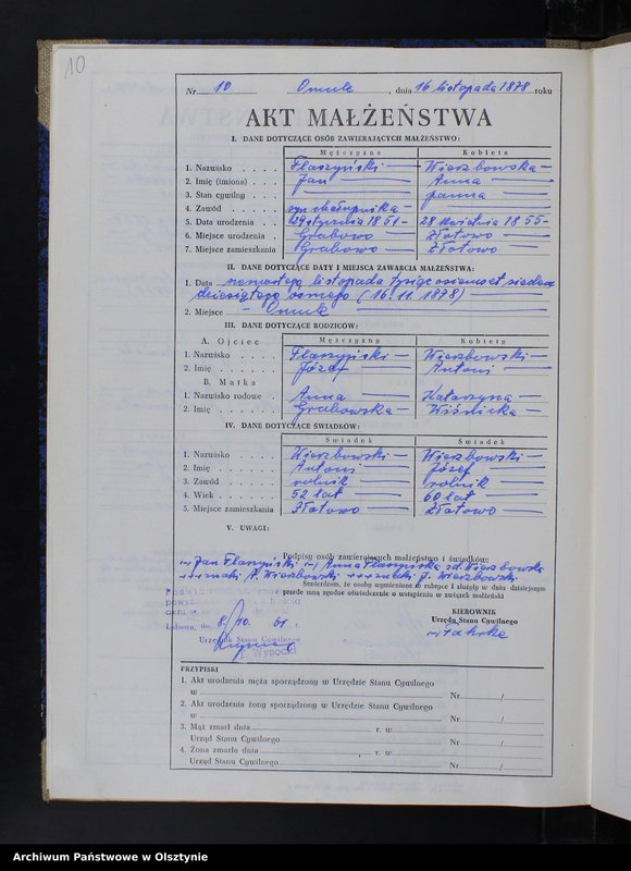 Obraz 12 z jednostki "Księga małżeństw Nr 1 - 12,1 - 9,1 - 15,1 - 12,1 - 17 i 1 - 15 /brak lat 1880 - 1882/ /przepisana w języku polskim z oryginału niemieckiego w dniach 8.10.-11.10.1961/"