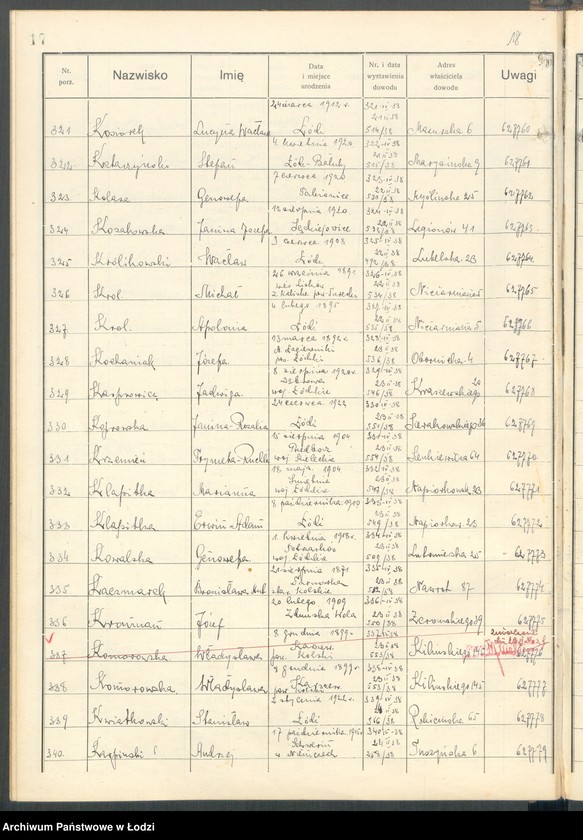 image.from.unit.number "Ewidencja dowodów osobistych wydanych przez Zarząd Miejski w Łodzi, zespół nr 4 [- nazwiska na literę K]"