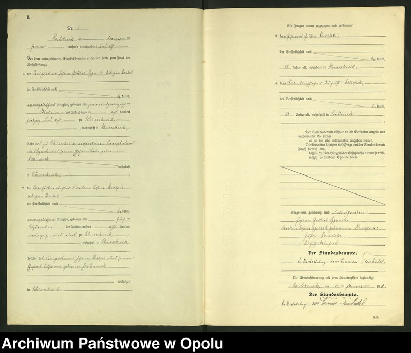 image.from.unit.number "Heirats-Register (Neben-Register) Standesamt Roschkowitz 1911 No.1 bis 9"