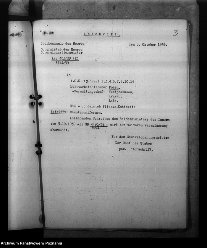 Obraz 7 z jednostki "Beamtenunform. Mitarbeit mit der Posenschen Feuersozietät. Personalstandserhebungen"