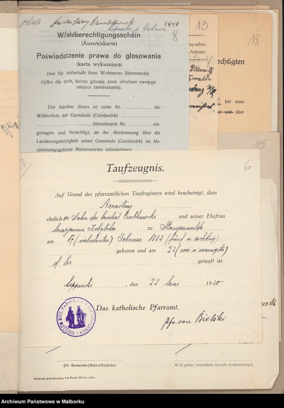 image.from.unit.number "Volksabstimmungsausschuss in Stangenwalde, Kreis Rosenberg Einsprüche [Wydział Plebiscytowy w Słupnicy, obwód suski Reklamacje]"