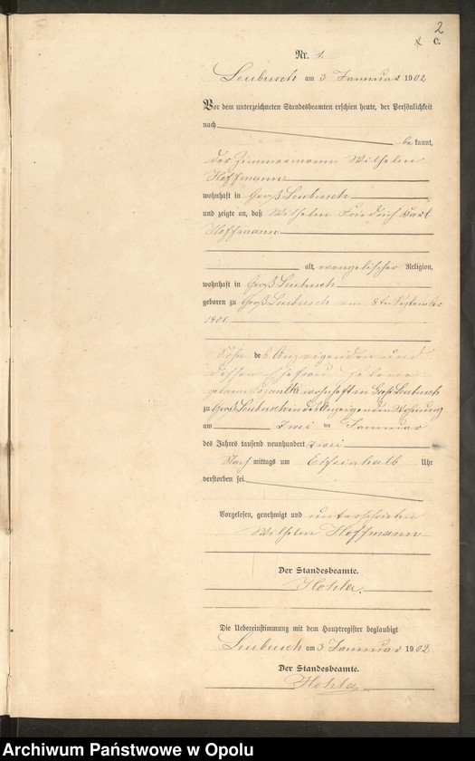 image.from.unit.number "Sterbe-Neben-Register Standes-Amt Leubusch 1902"