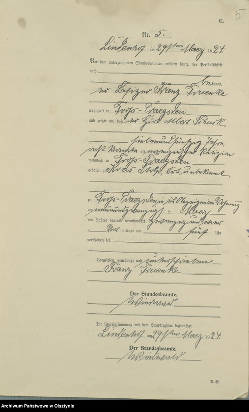 image.from.unit.number "Sterbe-Register / Neben-Register/ Nr 1 - 18"