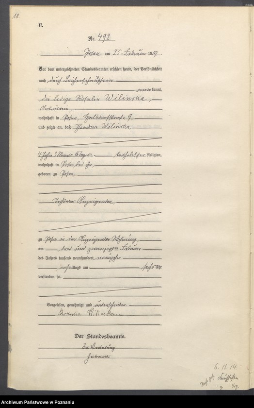 Obraz 20 z jednostki "Księga miejscowa zgonów tom II [Rejestr główny zgonów]"